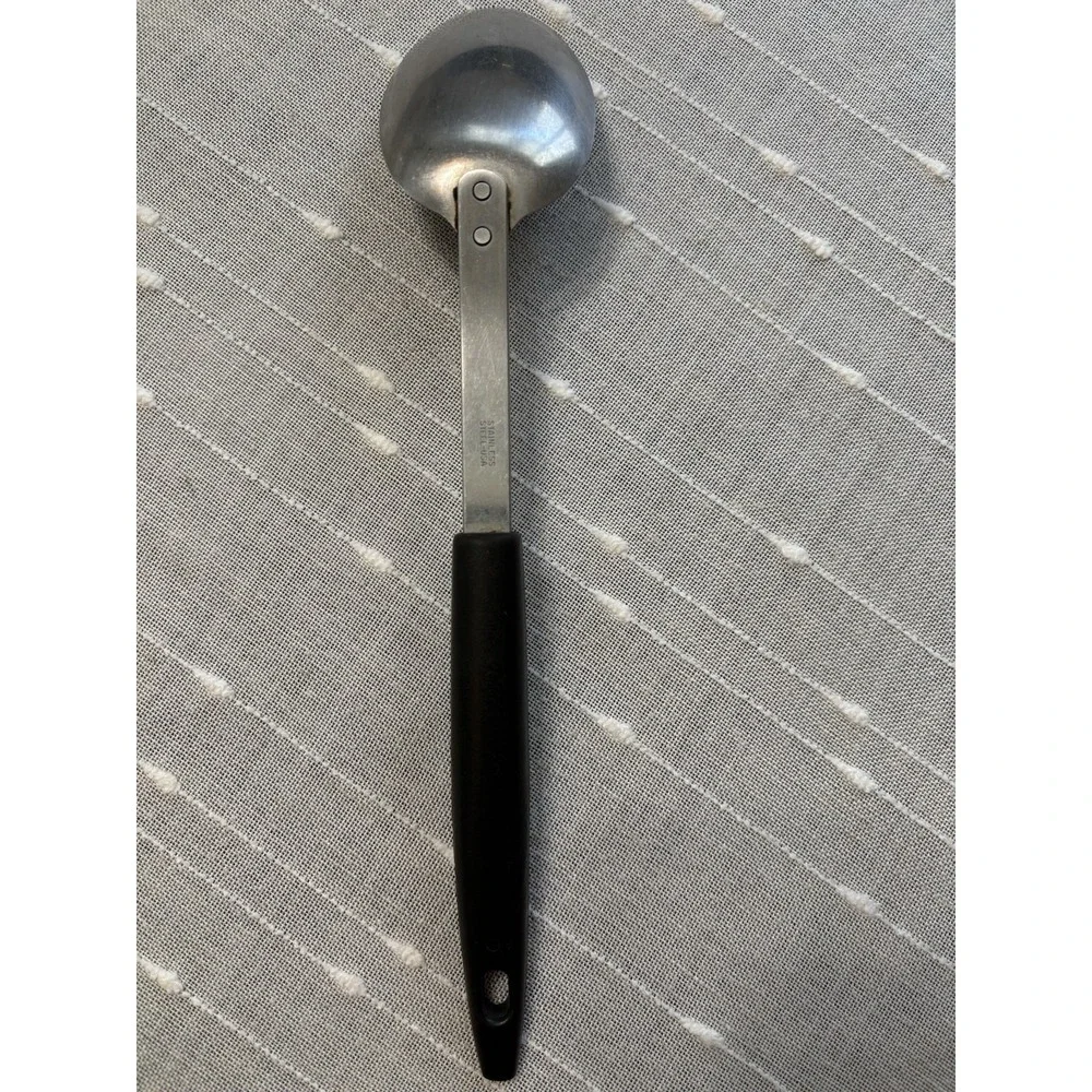 Vintage Stainless Steel Serving Spoon Black Handle Made In USA 10.5